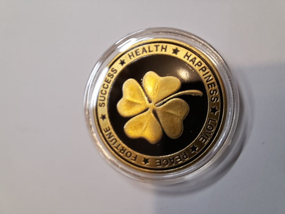 Позлатена късметлийска монета за късмет, успех,  изобилие и богатство