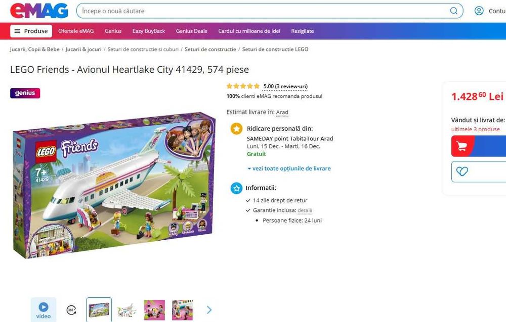 LEGO Friends - Avionul Heartlake City 41429, 574 piese