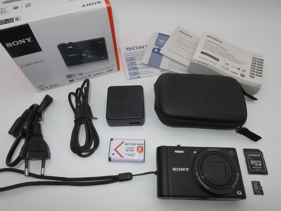 Sony Cyber-shot DSC WX350 ултра компактен цифров фотоапарат, дигитална камера 20х оптичен зуум, FULL-HD, WI-FI, чисто НОВА комплект - работи отлично!