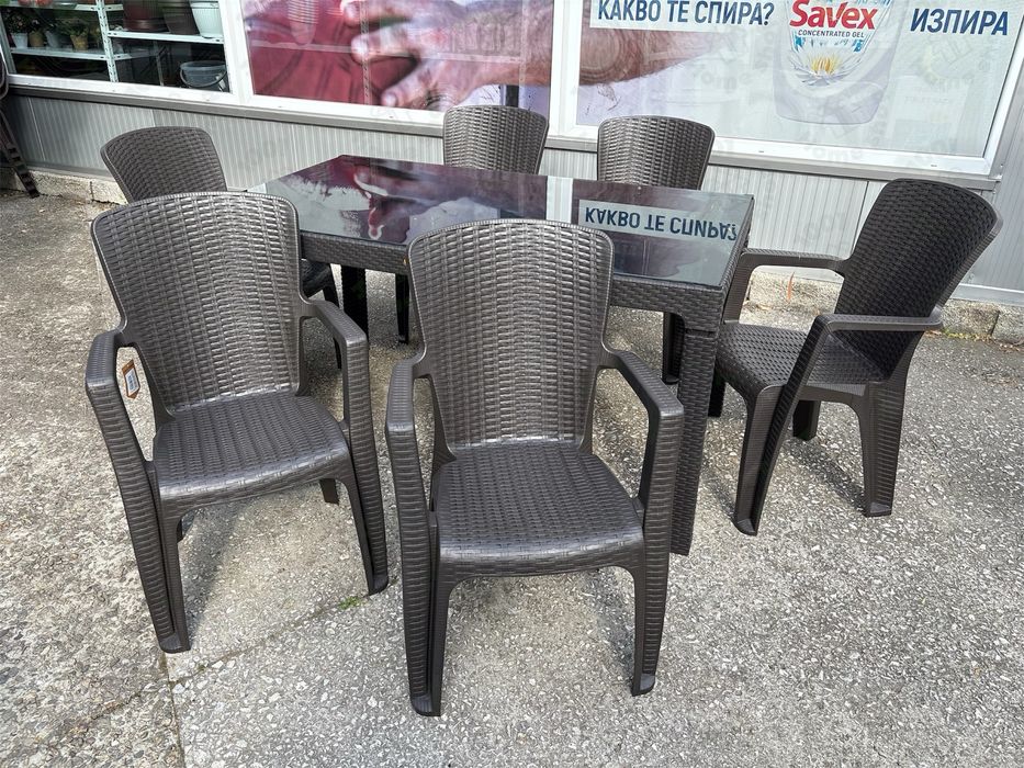 Маса правоъгълна ратан усилена  150х90см 120х70см