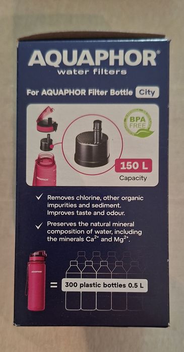 2 броя сменяеми филтри Aquaphor City, предназначени за филтриращи бутилки за вода Aquaphor City.