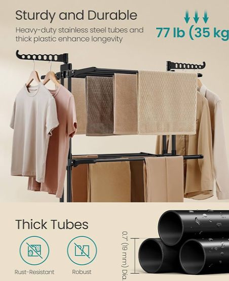 Сушилник за дрехи на колелца от неръждаема стомана