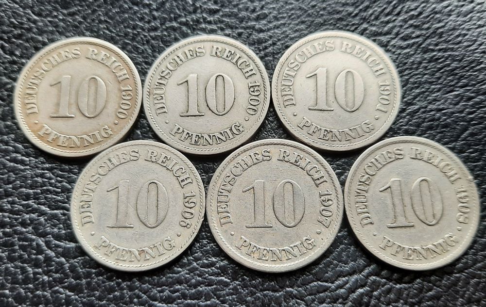 Стара монета/и 10 пфенига 1900,1901,1906,1907 и 1908 г. Германия