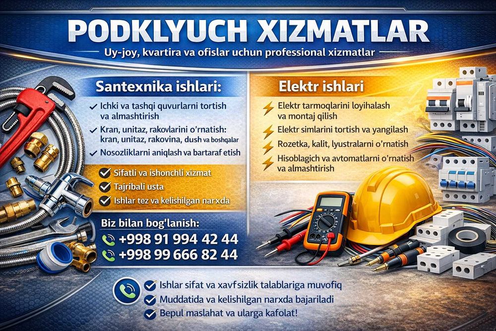 УНВЕРСАЛ podklyuch kvartira remont santexnika,elektrik ishlar