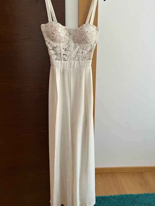 Salopeta corset dantela si pantaloni evazati BBY