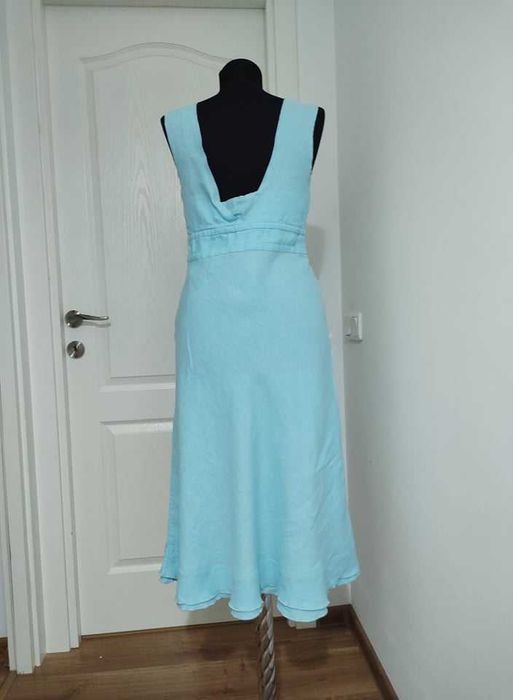 Rochie turcoaz din in, marimea S/M
