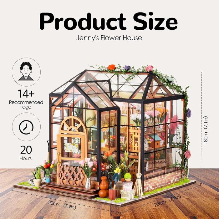 HooySprs Направи си сам комплект мини къща за кукли с мебели оранжерия