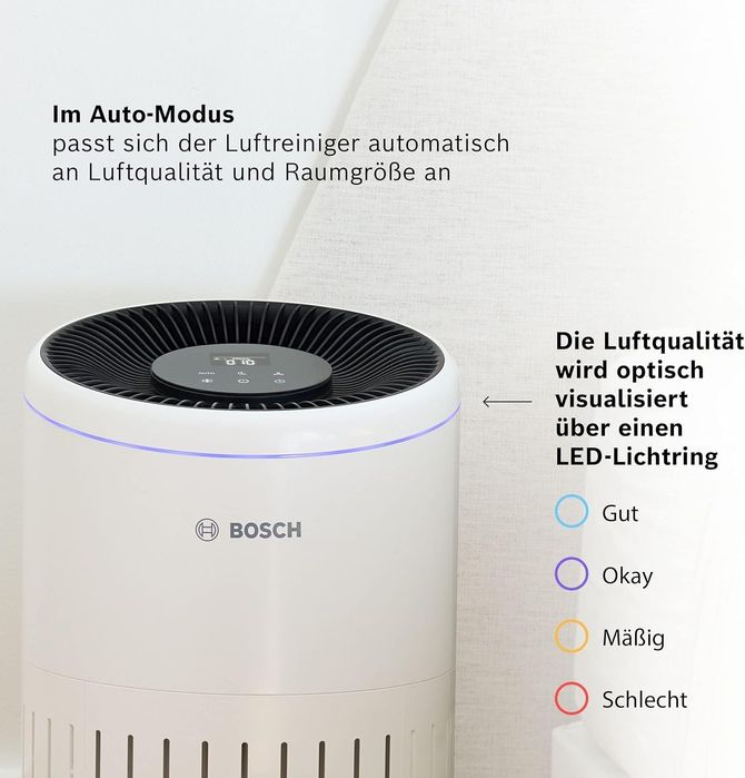 Пречиствател за въздух Bosch Air 4000, 3-в-1 HEPA филтър, CADR 300m³/h