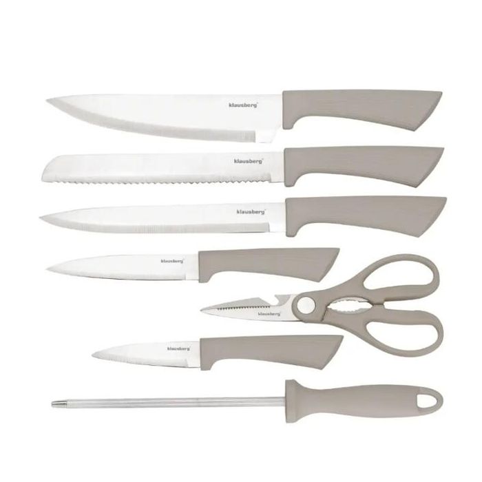 Set de cutite 8 piese, cu bloc de salcam, otel inoxidabil, Klausberg