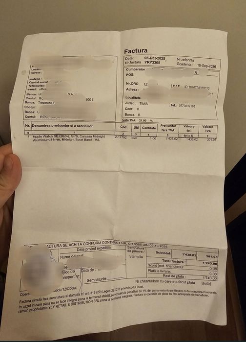 Vand Apple Watch SE 2024 Sigilat factură, garanție 2 ani