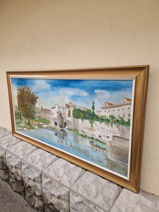 Превъзходна голяма антикварна авторска испанска картина