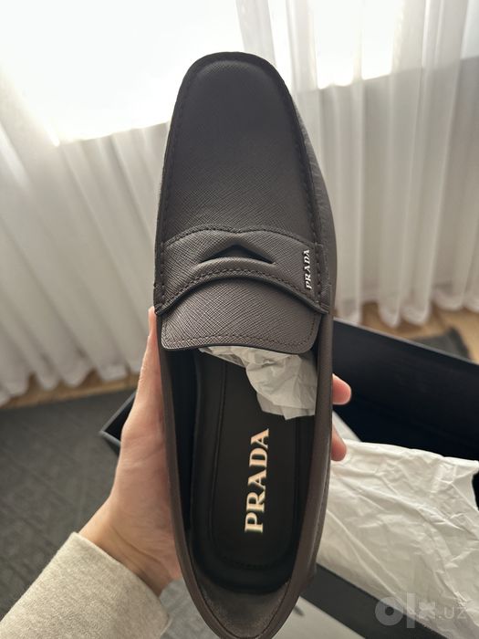 Мокасины лоферы PRADA Saffiano 2DD151 НОВЫЕ кофейного цвета