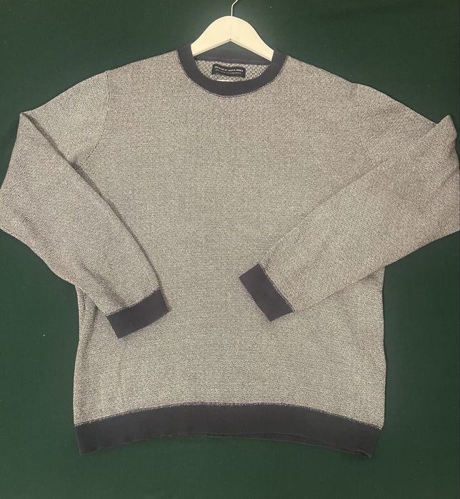 Pulover la baza gatului, elegant in nuante de gri si bleumarin la mansete, Premium by Jack&Jones, XL