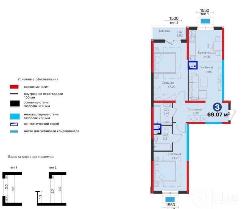 Продается квартира ЖК NRG Meros Comfort+ 3х комн. 72м2‼️ Альфраганус