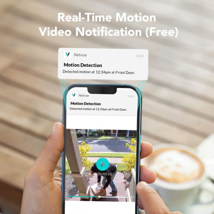 NETVUE Безжична външна WiFi CCTV охранителна батерийна камера/PIR