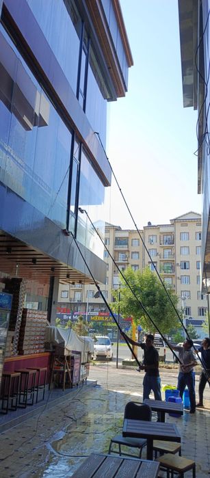 Oyna yuvish oyna tozalash фасад мойка