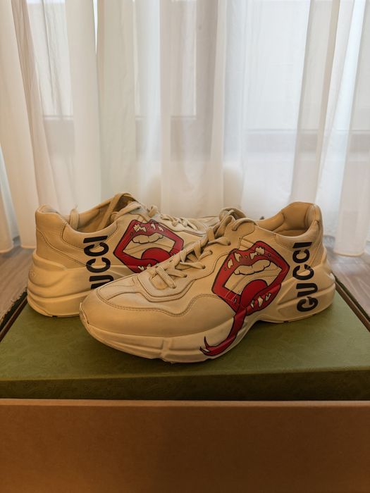 Gucci Rhyton Distressed Leather Sneakers Mouth