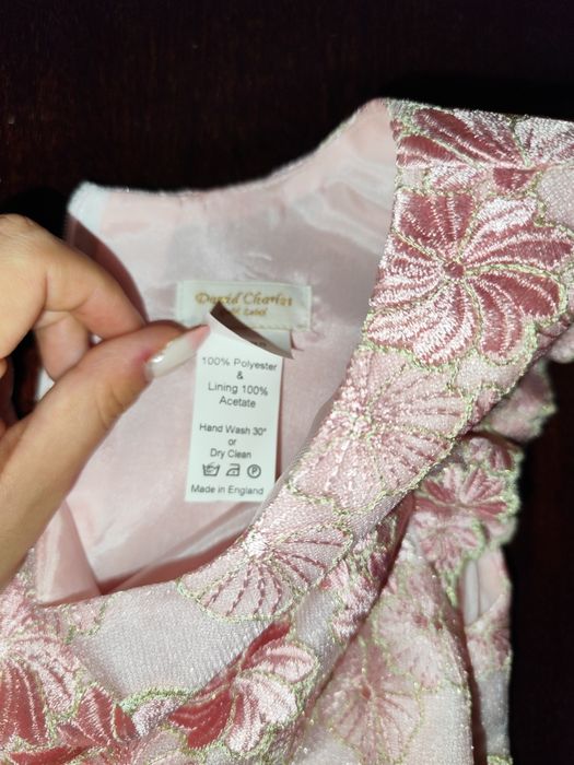 Rochie brodată rose, David Charles "Gold Label"