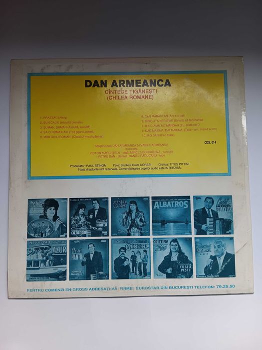 disc Vinil Dan Armeanca, muzica țigănească, stare excelenta, Anii 90