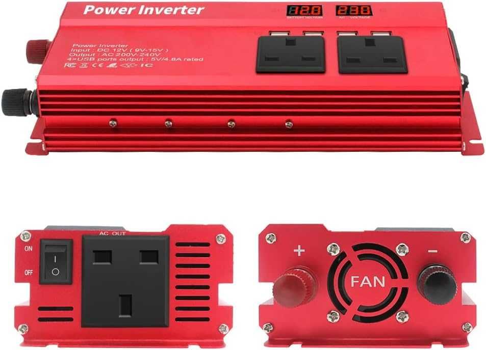 Преобразувател за ток/инвертор, от 12V на 220V, 2000W