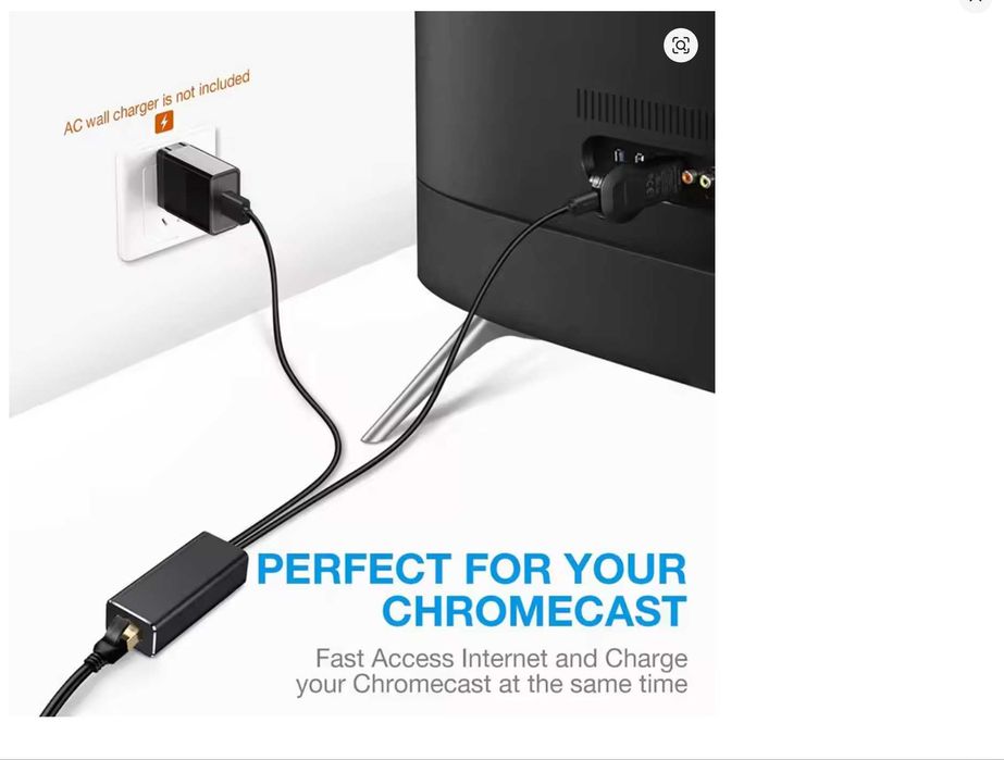 Fire TV Stick HD 480 Mbps Micro USB 2.0 към RJ45 Ethernet адаптер