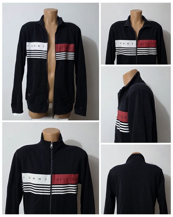 Jacheta casual Tommy Hilfinger 100% bumbac, bluza cu fermoar, Nr. L