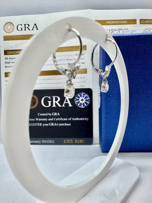 Сребърни обеци с мойсанит (Диамант) 0.5 карата