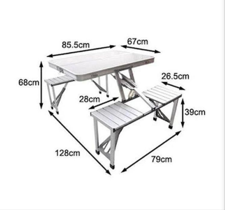 Masa pliabila cu 4 scaune pentru picnic din aluminiu NOU