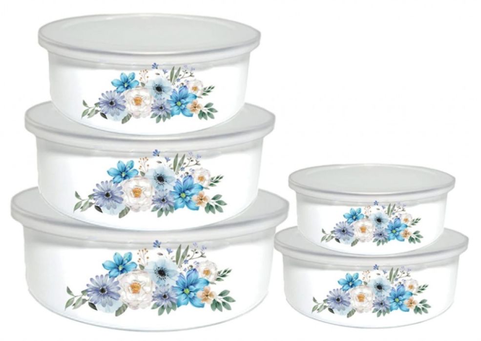 Комплект от 5 емайлирани тенджери, или комплект от купи за съхранение