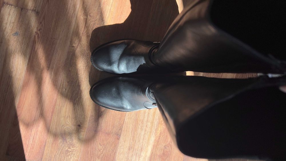 черни кожени ботуши Remonte, еластична горна част