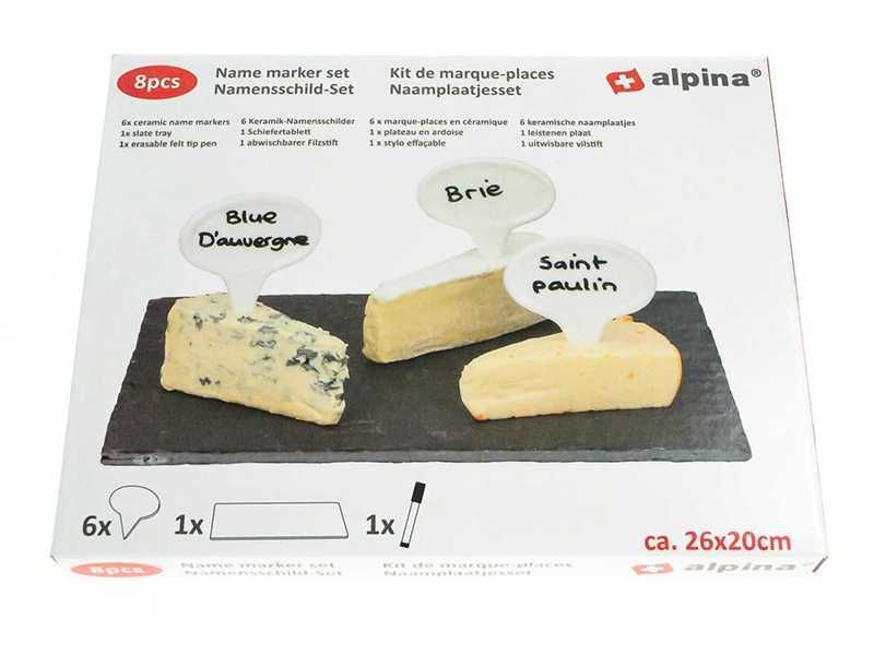 НОВИ! Шистова плоча 26х20х1см с керамични табели за сирена 6 броя