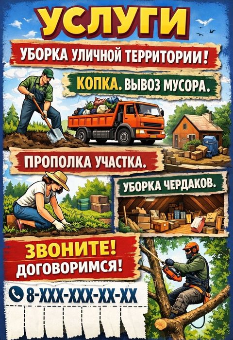 Уборка территории огорода дачи,демонтаж, прополка,скос травы