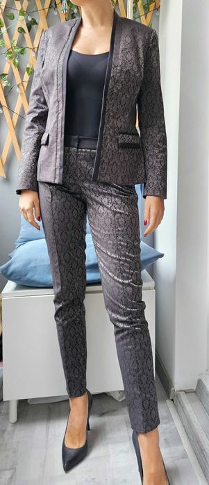 Sacou, blazer negru cu model pentru femei, marca ORSAY, mărime 38