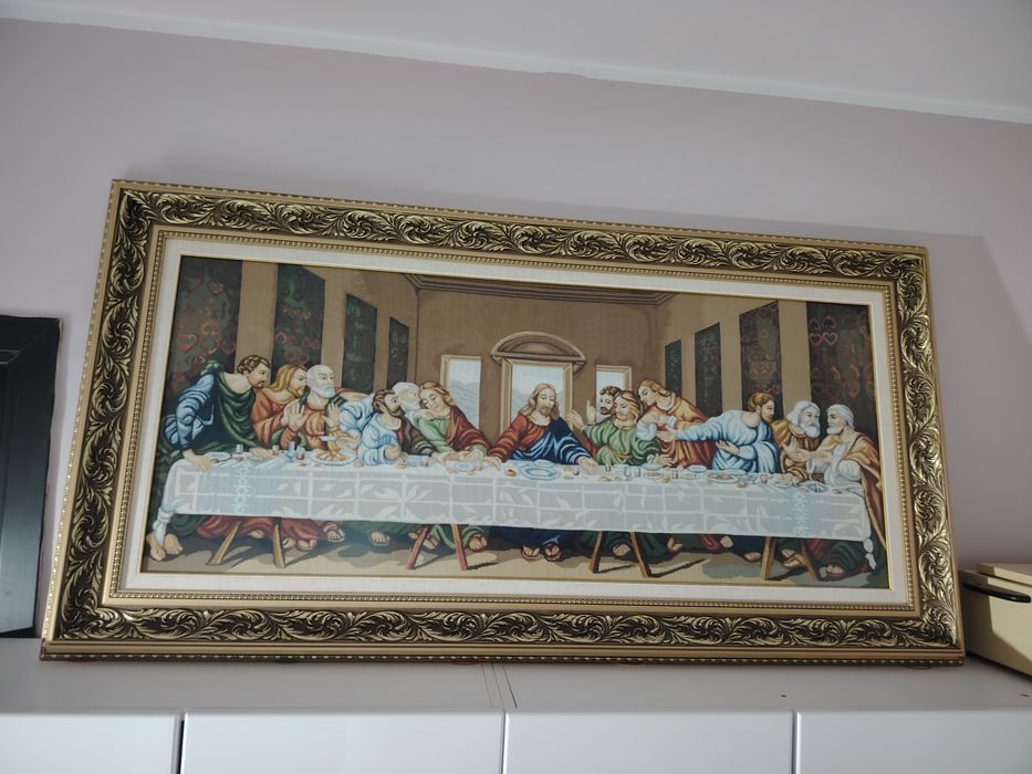Tablou Broderie Manuală „Cina cea de Taină” - Unicat, 146x75 cm