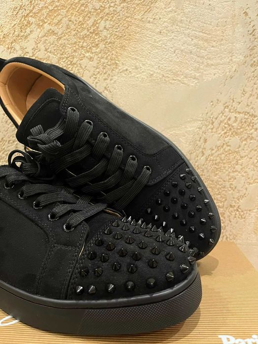 Мъжки обувки Christian Louboutin Louis Junior Spikes (Черен велур) – Размер 43