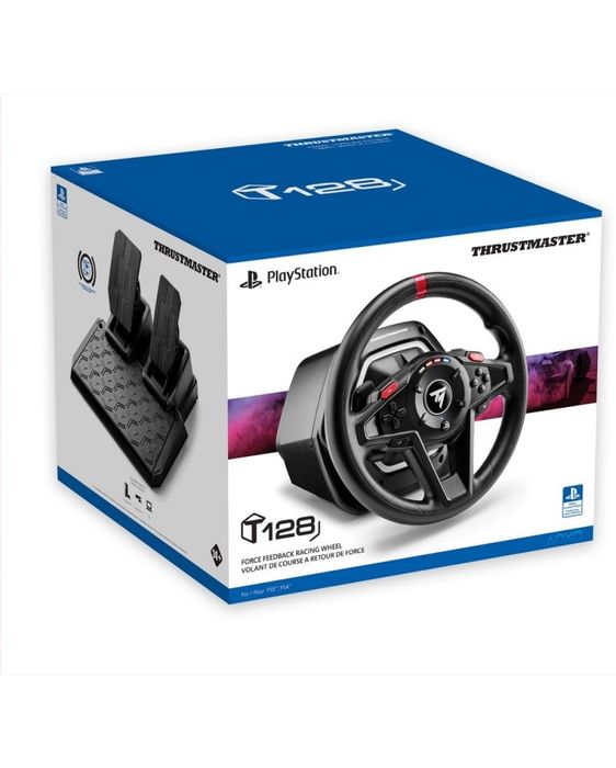 Волан с педали Thrustmaster - T128-P EMEA EU, PS5/PS4/РС, черен