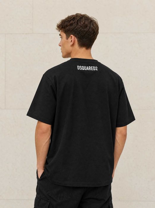DSQUARED2 Oversized тениска ICON Pixel Dog — черна