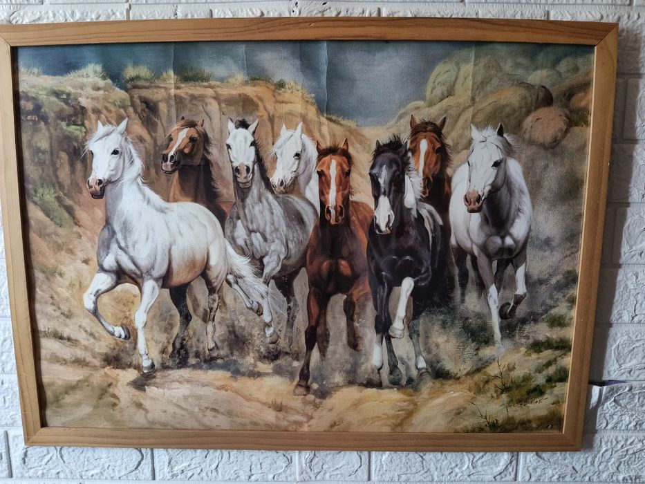 Pictura Herd of Horses in Freedom” realizată de artistul S. Santos