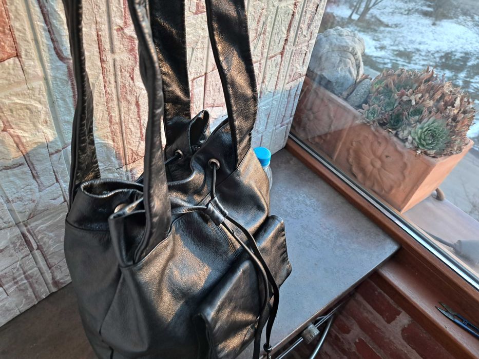 дамска чанта,черна кожена торба-естествена кожа