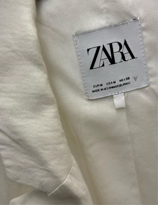 белый льняной пиджак Zara