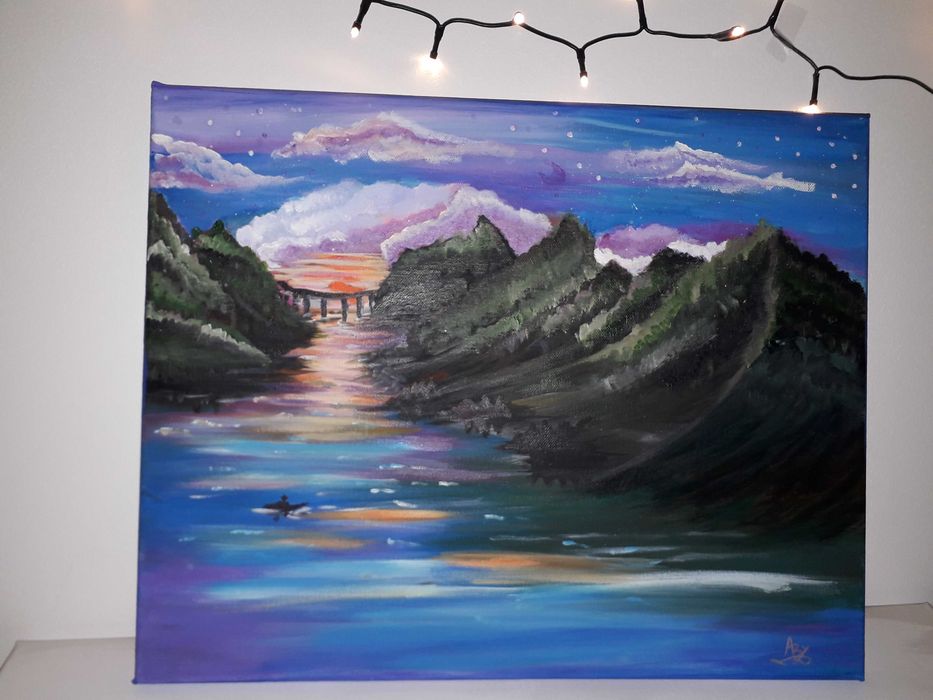 Pictura in culori acrilice "Lilac Sky"