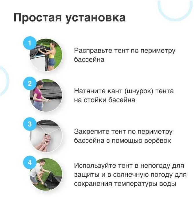 Intex. Тент чехол для каркасного бассейна  300х200см   28038