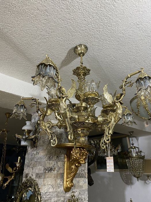 Candelabru bronz masiv 10 becuri