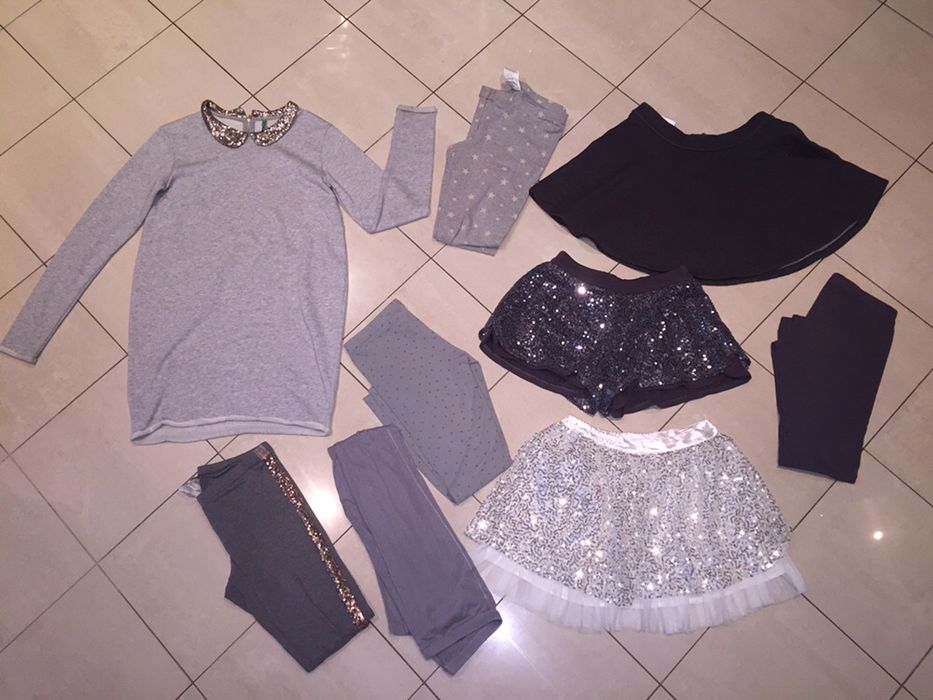 Блестящи пола,панталон;рокля Benetton,GAP;пайети;сребрист134-158