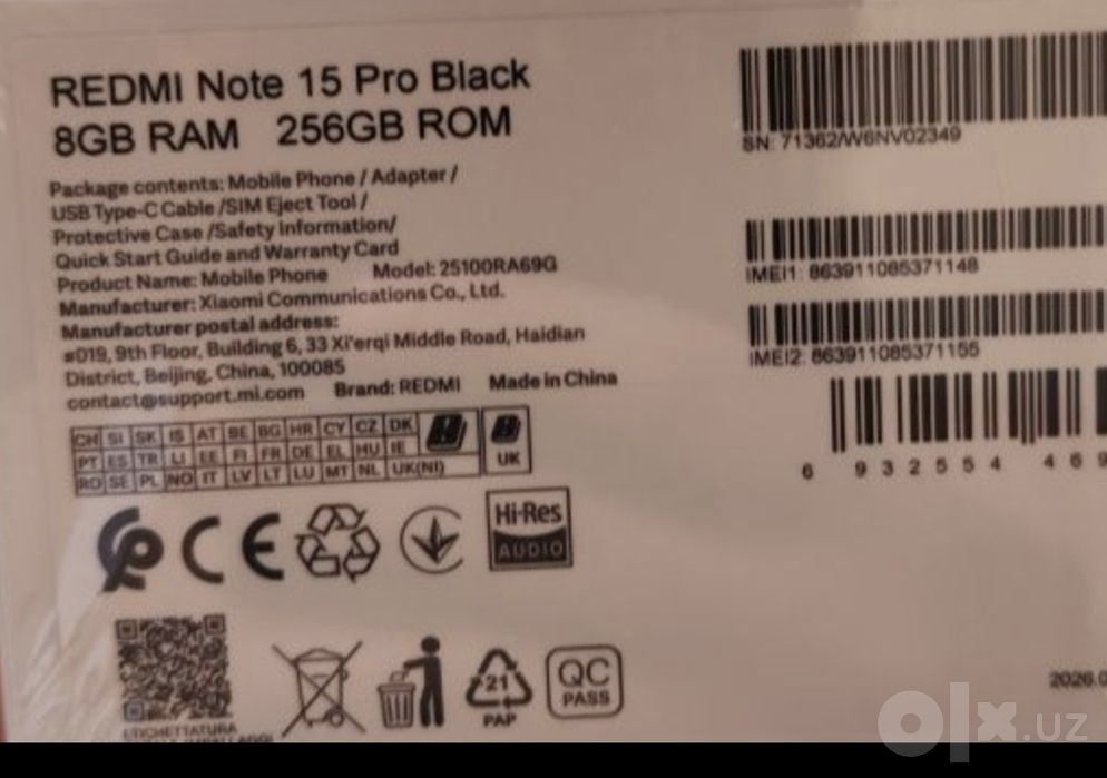 Redmi note 15 pro black 8/256