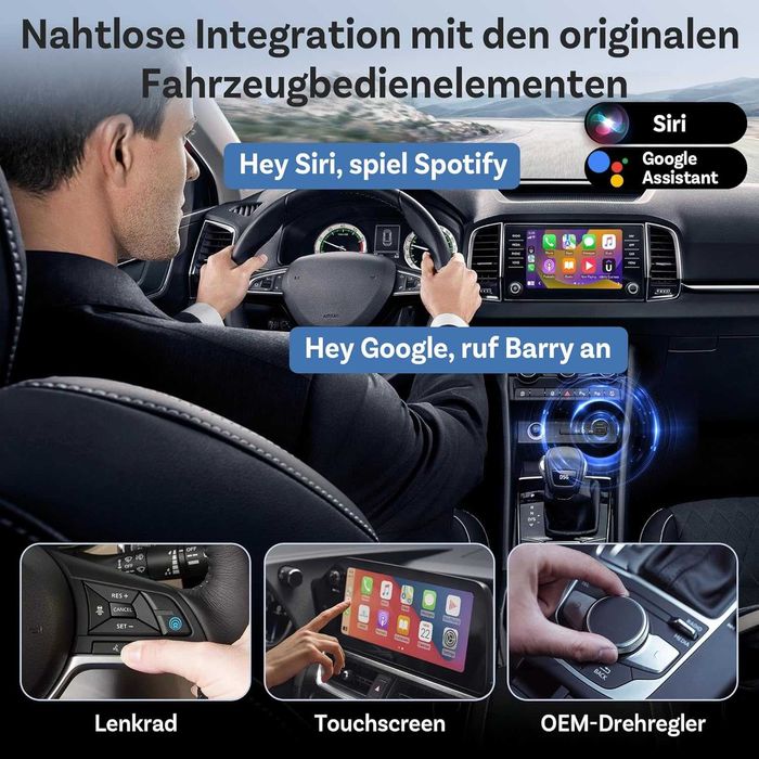 OTTOCAST Mini Core 2-в-1 безжичен CarPlay и Android Auto адаптер
