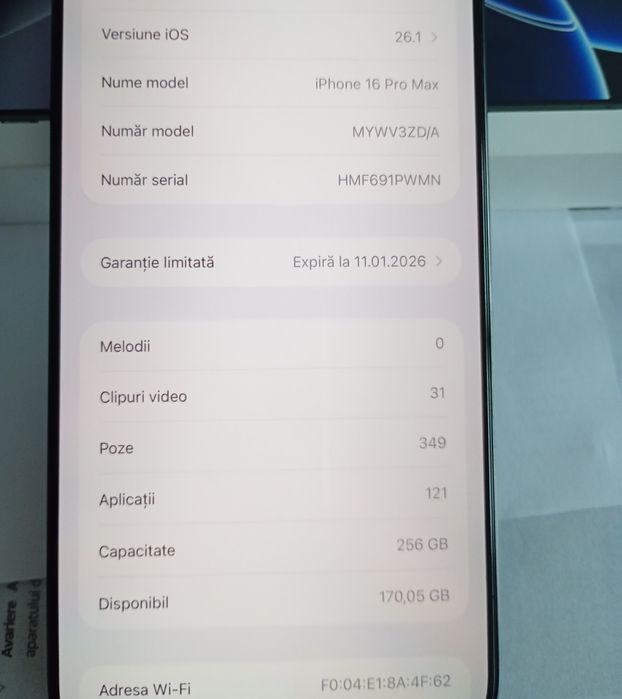iPhone 16 pro max 256gb space grey