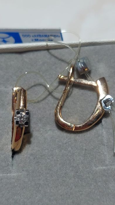 Серьги с бриллиантами. Новые. Золото 585 пробы