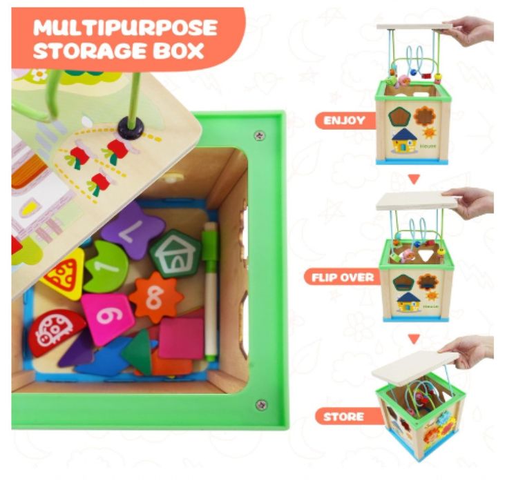 Монтесори сортер,дървено кубче,образователно