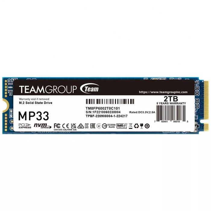 SSD 2TB TeamGroup MP33, NVMe, M.2 (2280) в ГАРАНЦИЯ